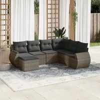 Set Divani da Giardino 7 pz con Cuscini Grigio in Polyrattancod mxl 92229