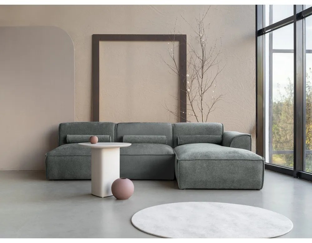 Divano angolare componibile verde (con penisola a destra) Flex Felix – Miuform