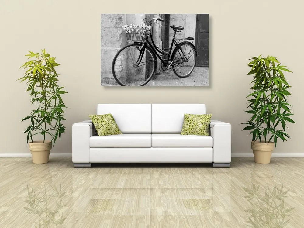 Quadro su tela – Bicicletta rustica in bianco e nero
