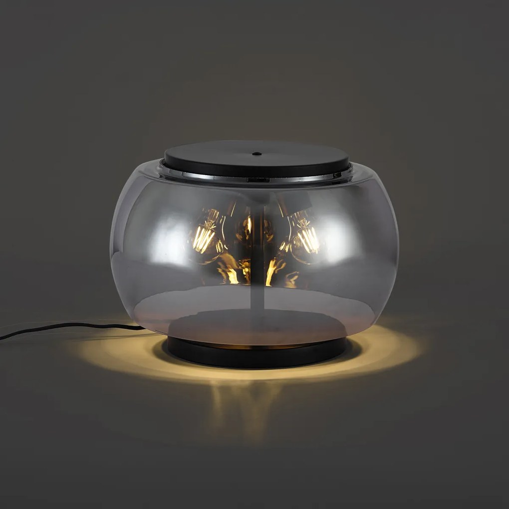 Lampada da tavolo di design nera con vetro fumé a 3 luci - Bino