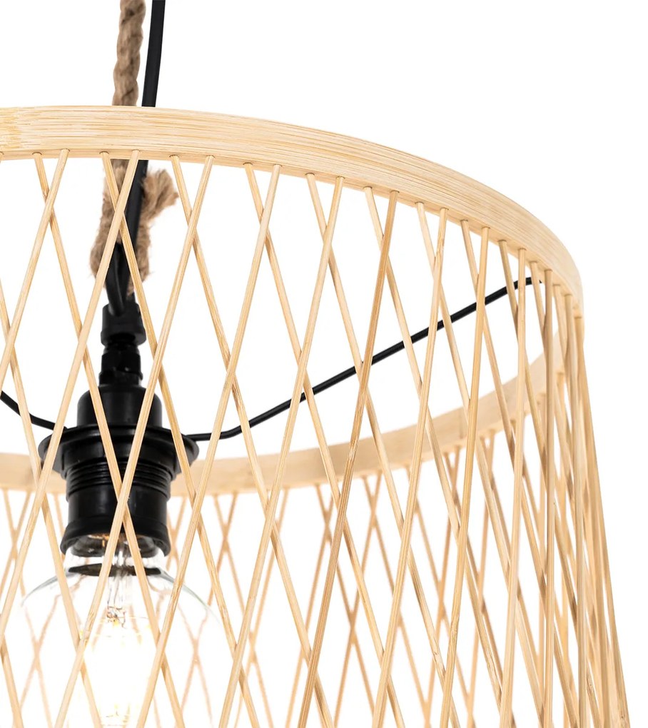 Lampada a sospensione da esterno rustica in rattan 40 cm - Calamus