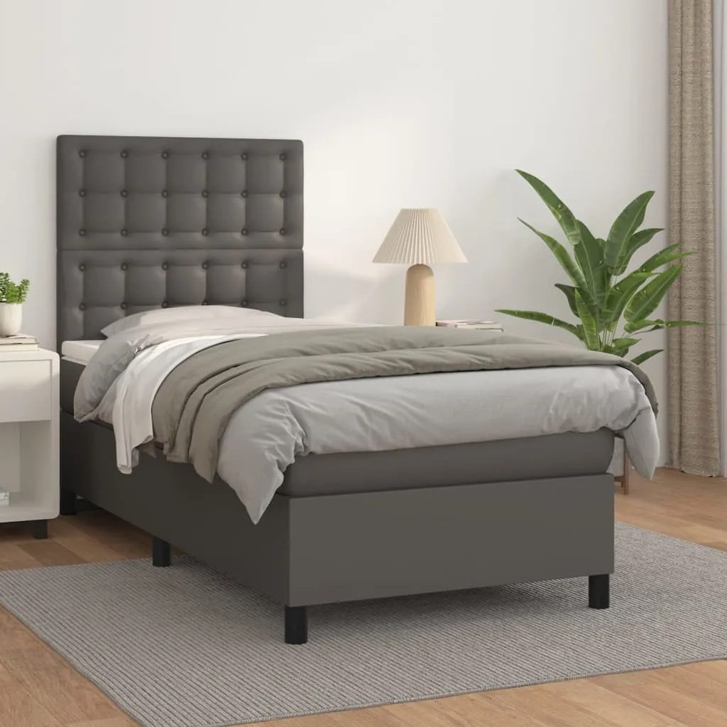 Giroletto A Molle Con Materasso Grigio 100x200 Cm İn Similpelle /