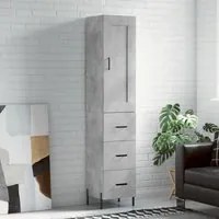 Credenza Grigio Cemento 34,5x34x180 cm in Legno Multistrato 3200205