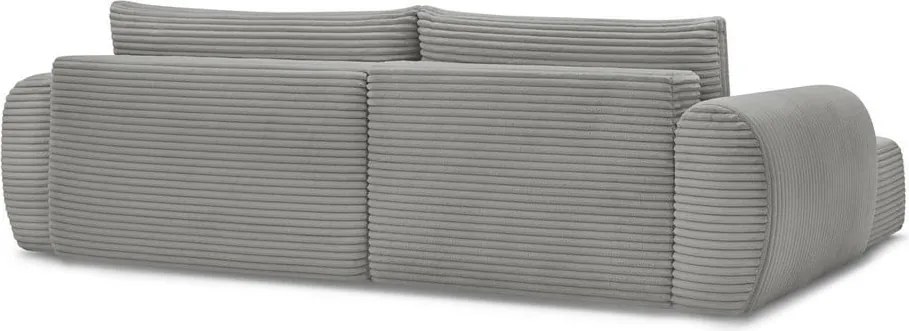 Divano angolare in grigio scuro allungabile (con penisola a sinistra) con rivestimento in velluto a coste Lucien – Bobochic Paris