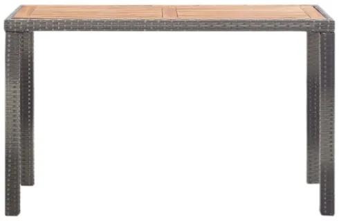 Tavolo Giardino Antracite e Marrone 123x60x74cm Acacia Massello
