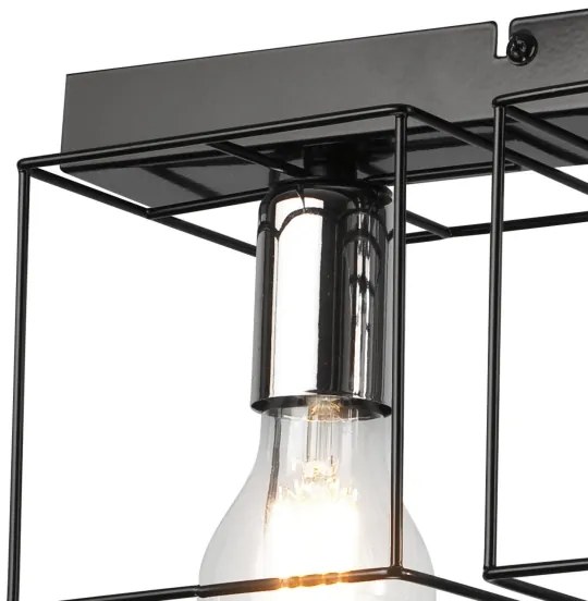 Plafoniera MIKA 4xE27/60W/230V 61 cm nero/cromo