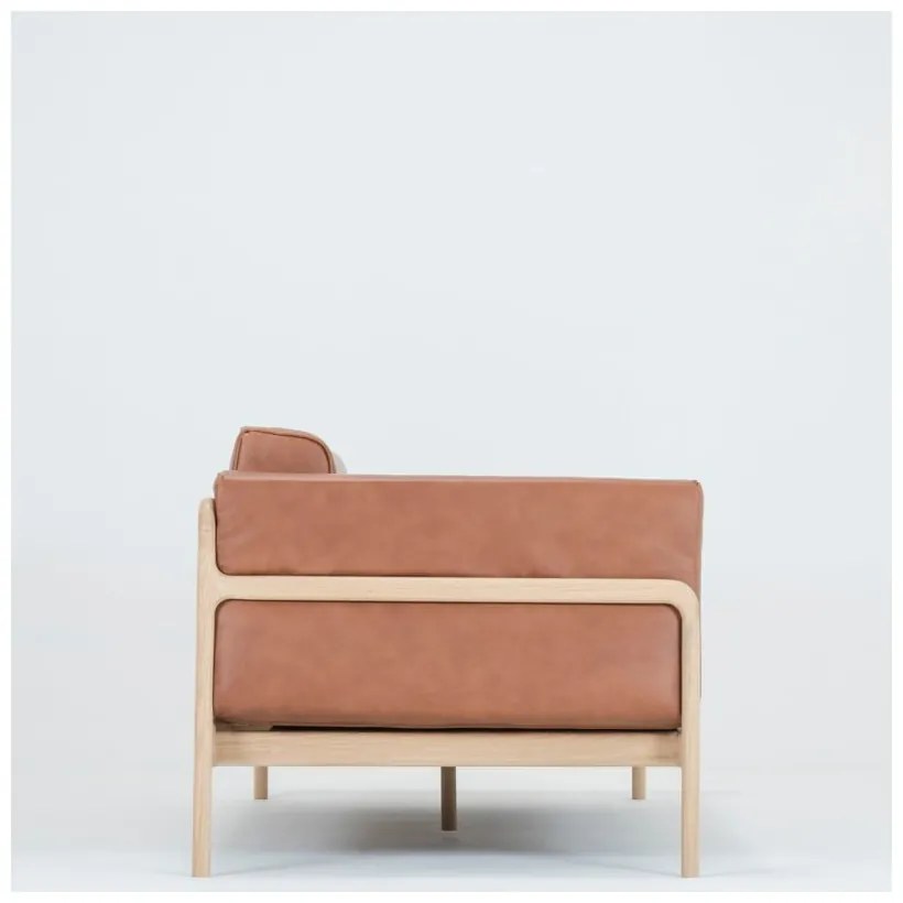 Divano in pelle di bufalo marrone cognac con struttura in rovere massiccio , 180 cm Fawn - Gazzda