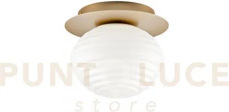 Plafoniera ripple oro 1 luce attacco e27 20x20x17cm  in vetro soffi...