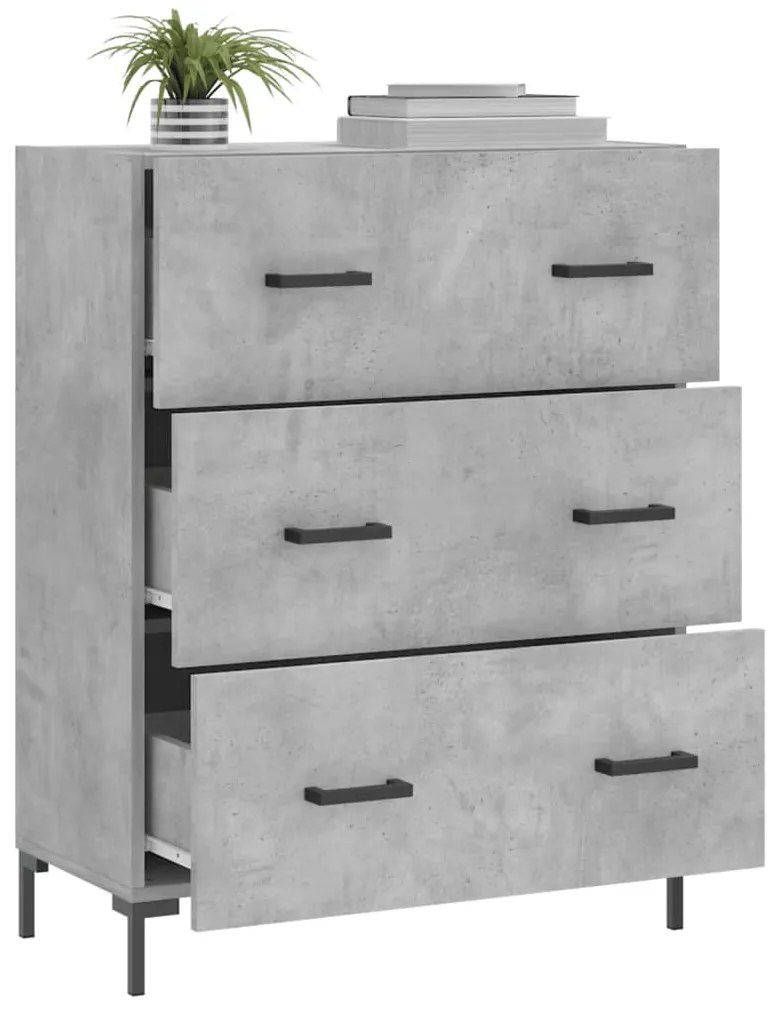 Credenza grigio cemento 69,5x34x90 cm in legno multistrato