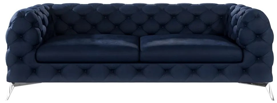 Divano blu scuro con rivestimento in velluto 225 cm Chelsea – Ropez