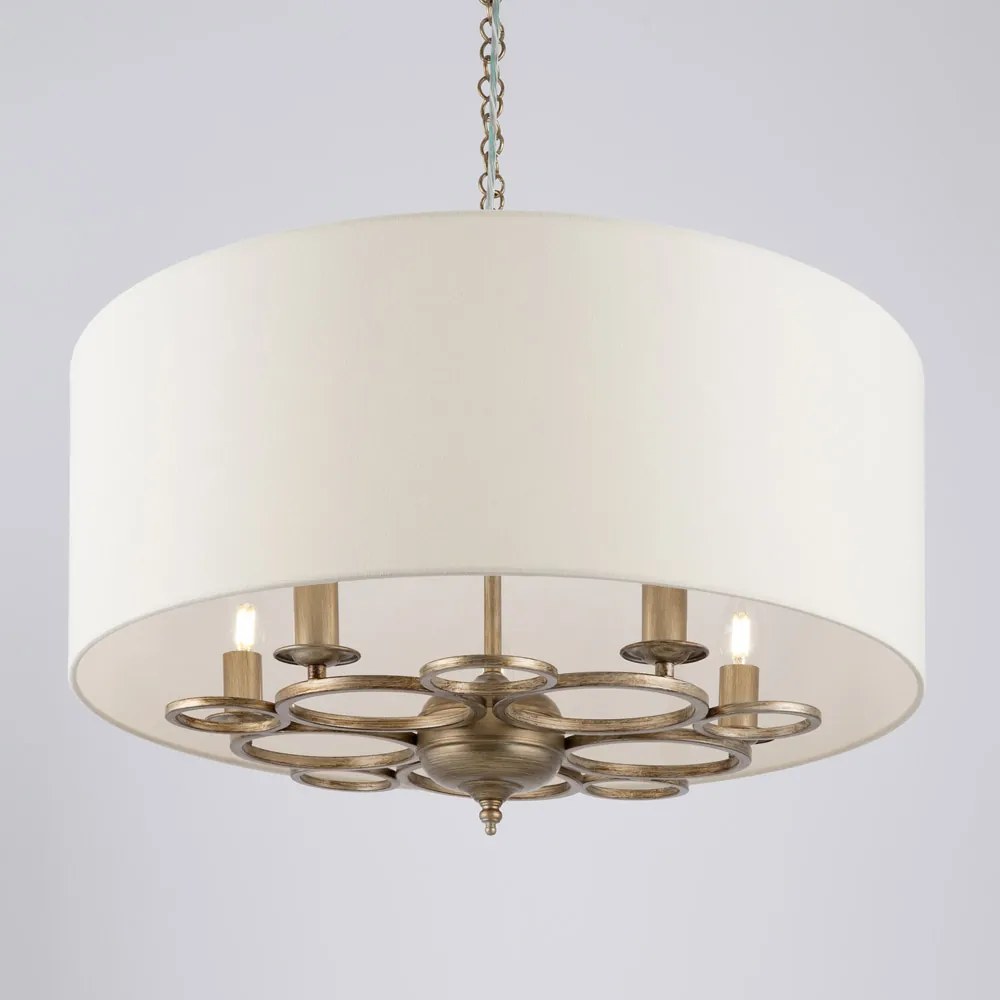 Lampadario Contemporaneo Anna Metallo Oro 5 Luci Diffusori In Pvc Crema