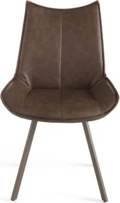 Sedia da pranzo in ecopelle con seduta e gambe Marrone CLODIA Set 2 pz