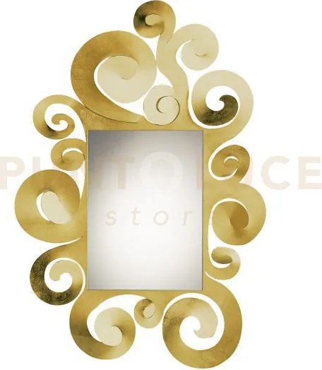 Specchio da parete decorato temple oro trasparente