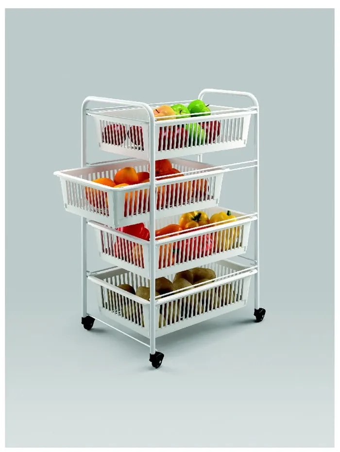 Mensola mobile con 4 cestini India, lunghezza 35 cm - Metaltex