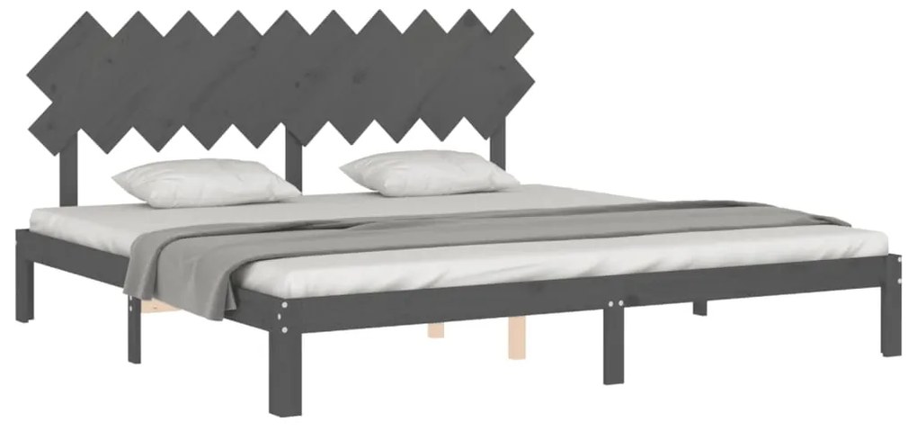 Giroletto con testiera grigio 200x200 cm in legno massello