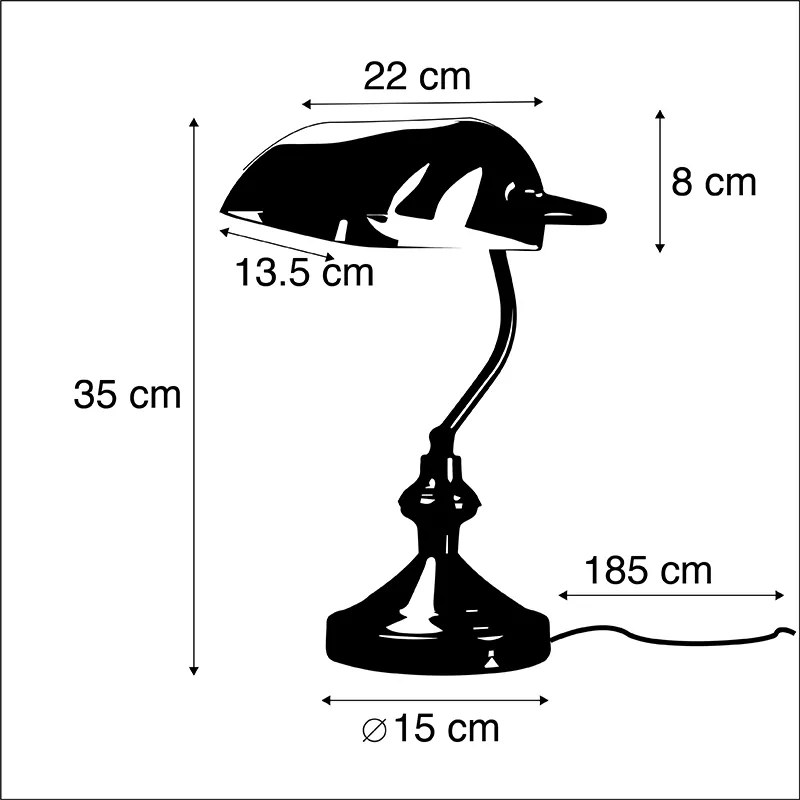Lampada da tavolo classica intelligente bronzo con vetro verde incl. Wifi A60 - Banker