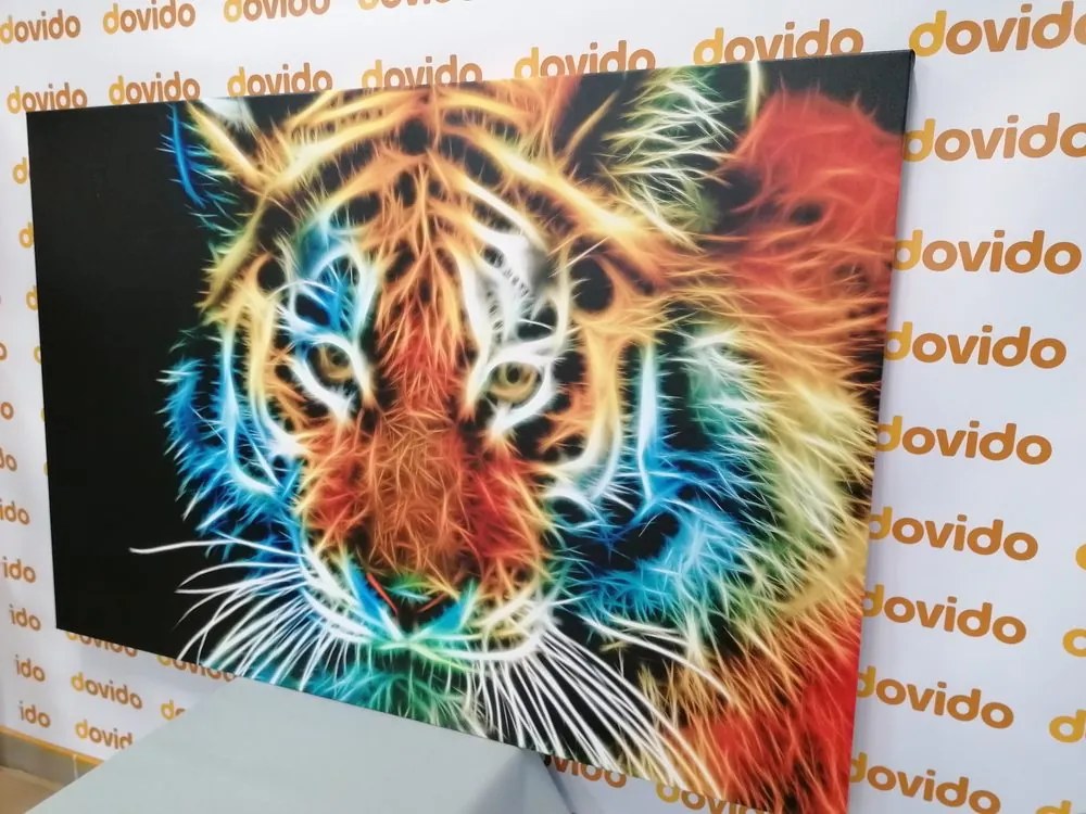 Stampa su tela – Testa di tigre in stile astratto