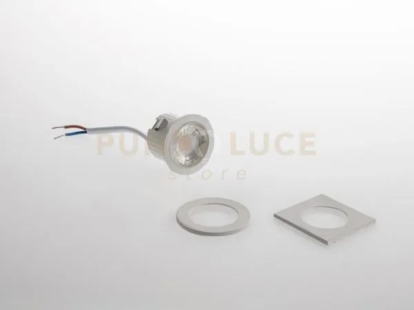 Incasso led dama bianco 3w 300lm 4000k ghiera quadrata e tonda 4,4x...