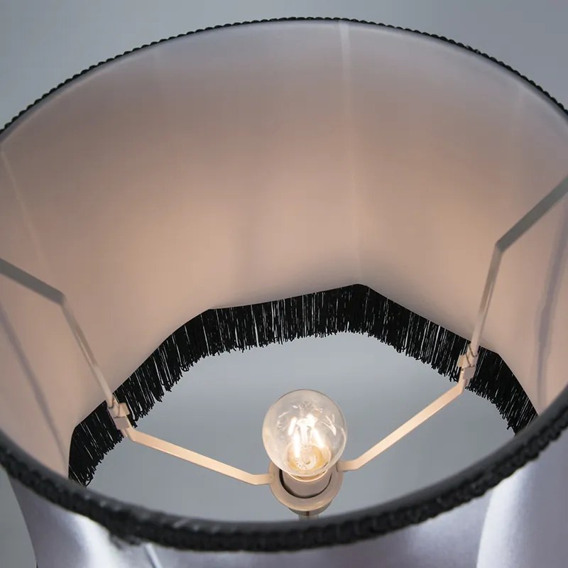 Lampada da terra in ottone con paralume Granny nero-grigio 45 cm - Kaso