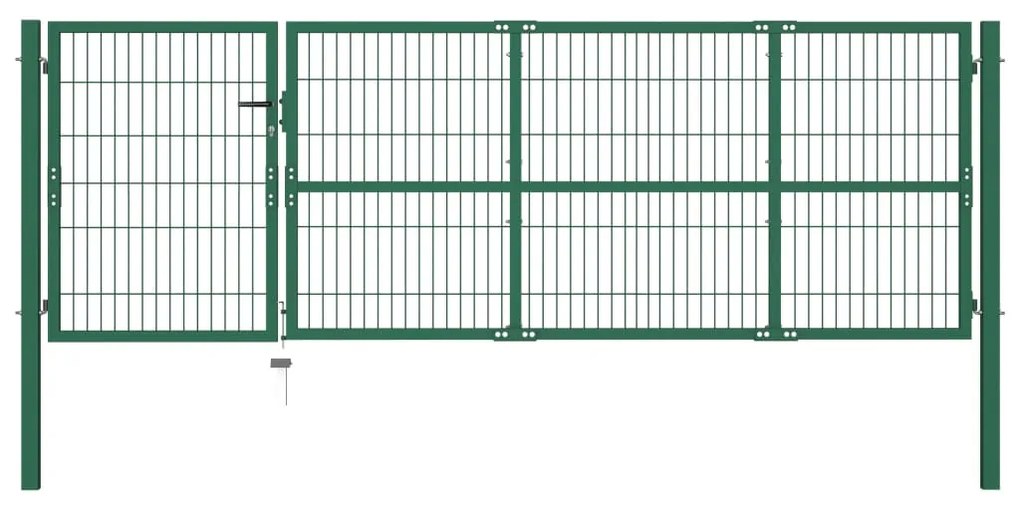 Cancello Di Recinzione Con Paletti 350x100 Cm İn Acciaio Verde /