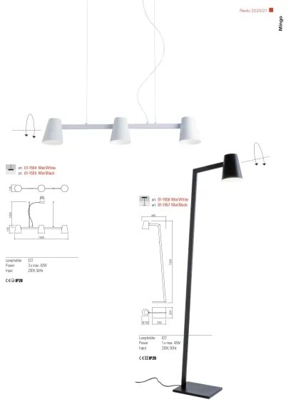 Redo 01-1557 - Lampada da terra MINGO 1xE27/42W/230V nera