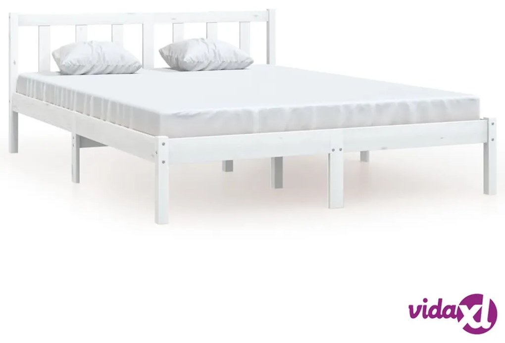 vidaXL Giroletto Bianco in Legno Massello di Pino 160x200 cm