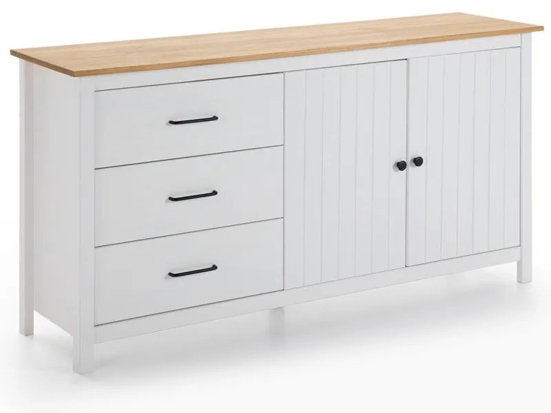 Cassettiera bassa bianca in legno di pino 150x80 cm Miranda - Marckeric