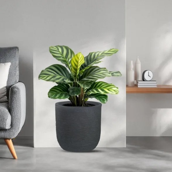 Vaso in resina da esterno interno cilindro d.35x34h Raffaello Grigio