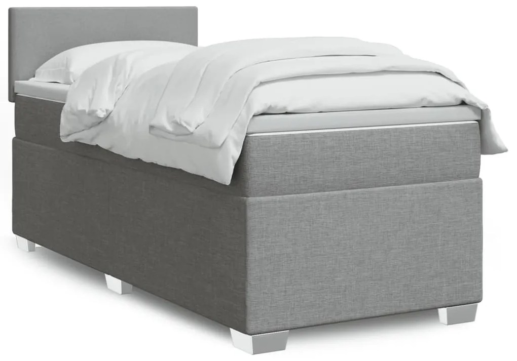 Giroletto A Molle Con Materasso Grigio Chiaro 80x200 Cm Tessuto /