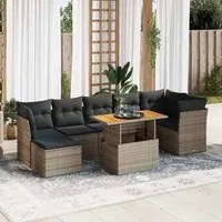 Set Divano da Giardino 8 pz con Cuscini Grigio in Polyrattan 3326958