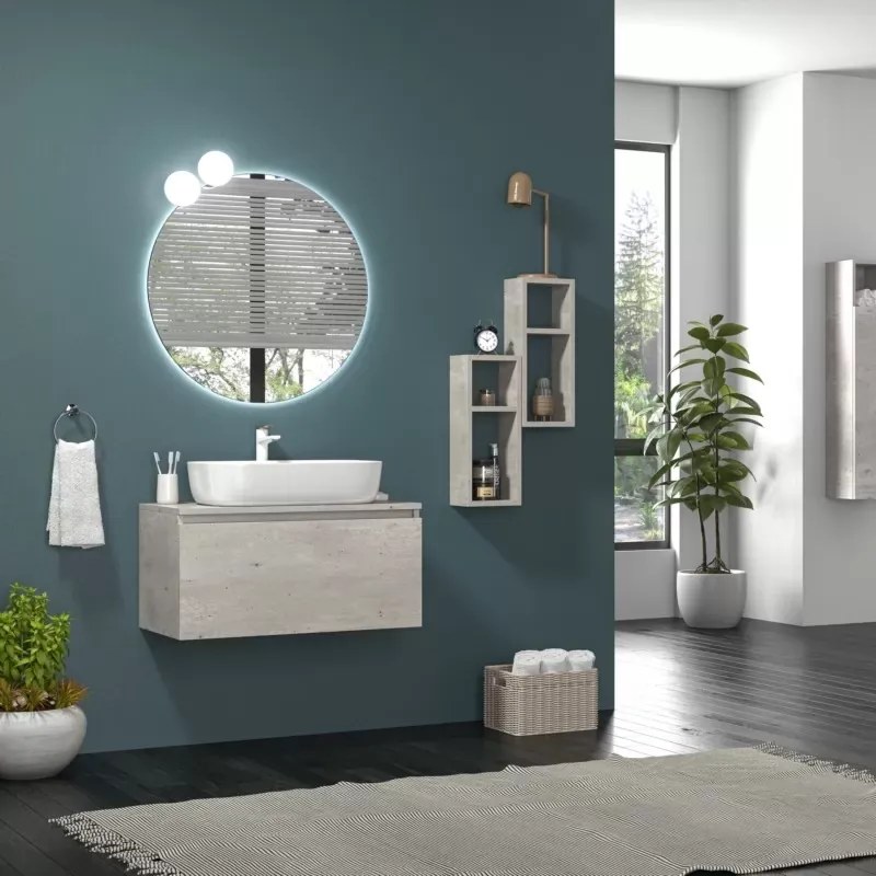 Mobile bagno sospeso 80cm con cassetto ammortizzato SP-80A - KAMALU