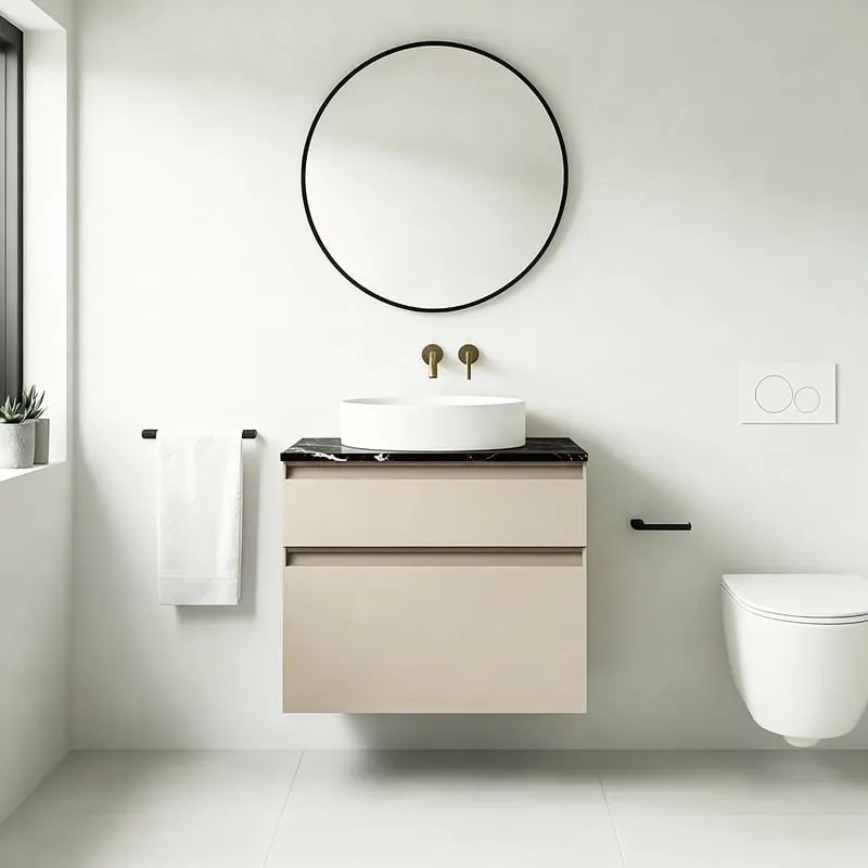 Top per lavabo  L 47 x H 1.2 x P 27 cm nero marquinia gres porcellanato C01