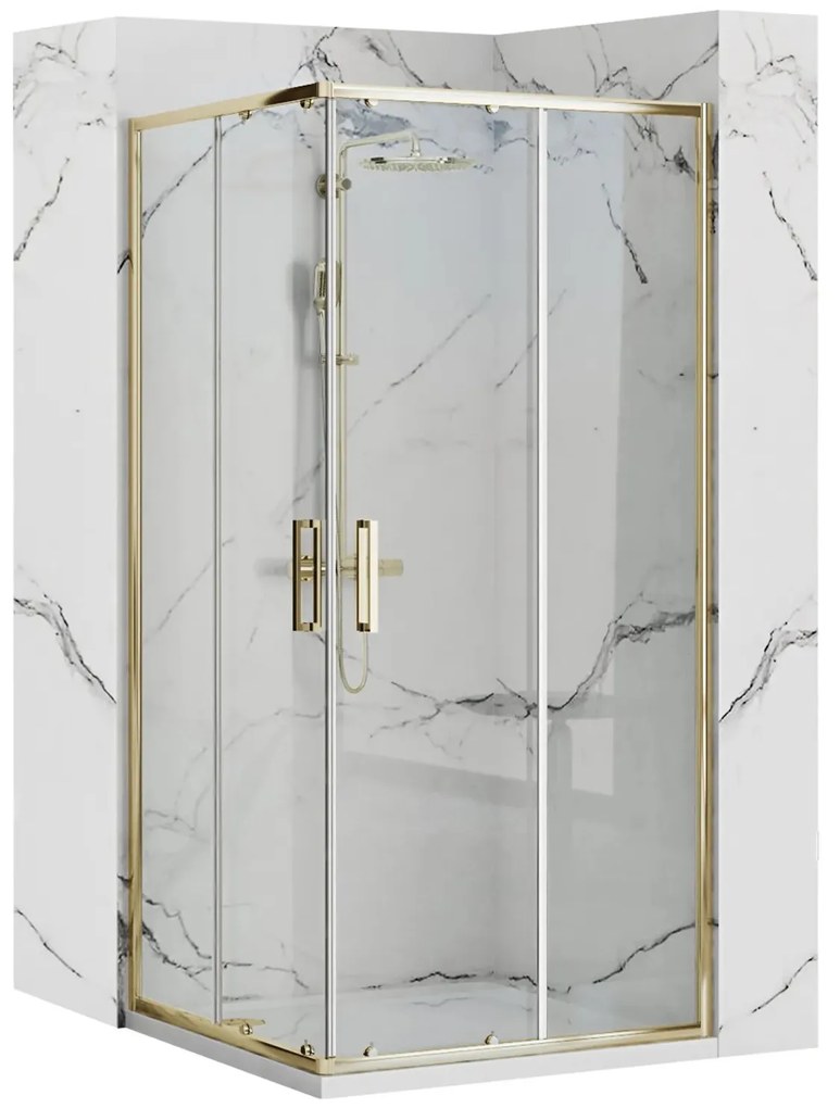 Rea Punto box doccia 87.5x87.5 cm quadrato oro lucida/vetro trasparente REA-K6440