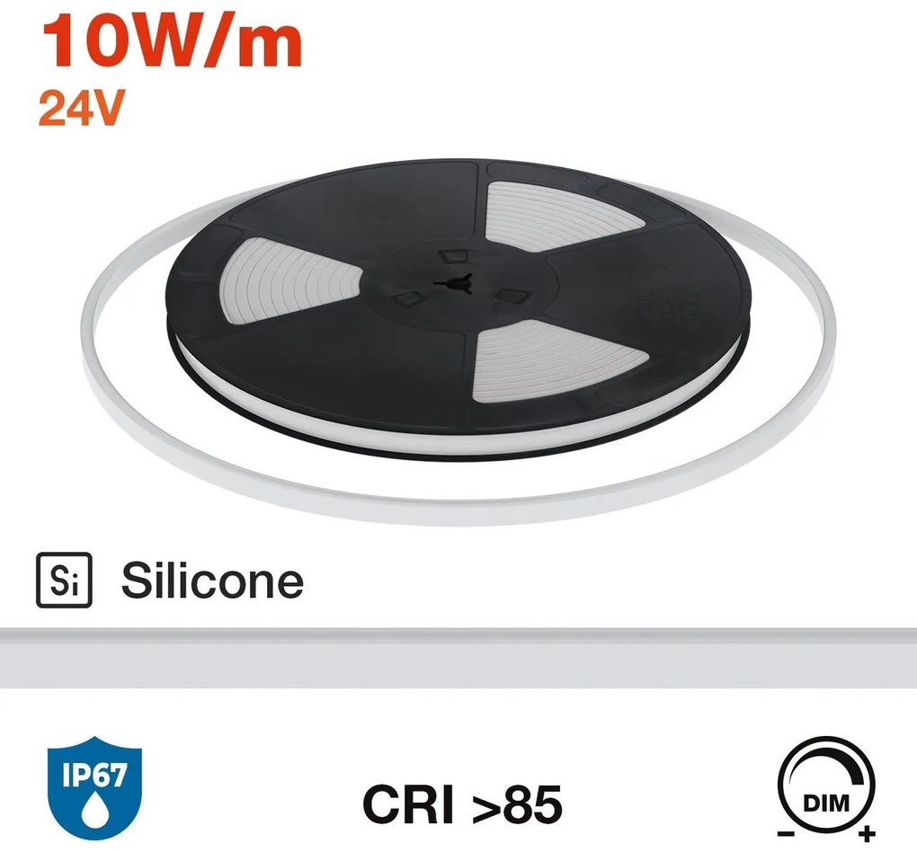 Neon Flex LED 06x13 10W/m 10m IP67 24Vdc LUMILEDS Chip LED Colore Bianco Naturale 4.000K