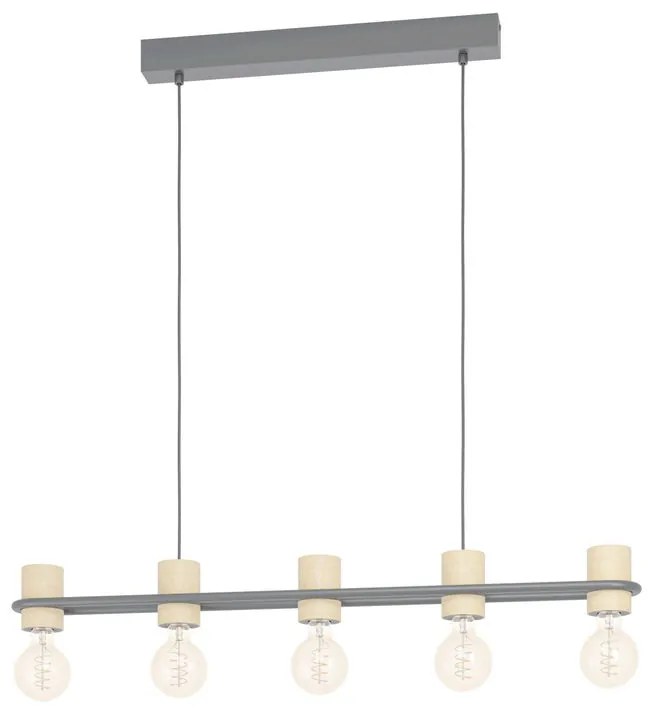 Lampadario Industriale Chieveley nero 5x E27 EGLO