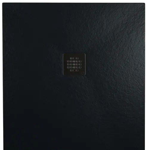 Piatto doccia in mineralmarmo 80x120 cm antracite effetto pietra con griglia e piletta sifonata