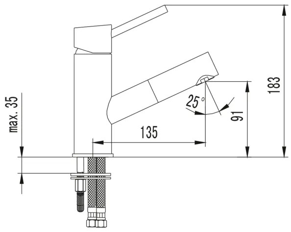 Sapho - Miscelatore per lavabo SOLITER 18,3 cm, cromo lucido