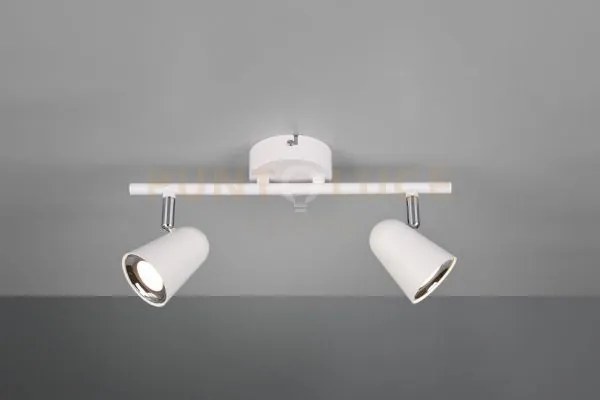 Faretto toulouse barra 2 spots led bianco satinato con cordo cromat...