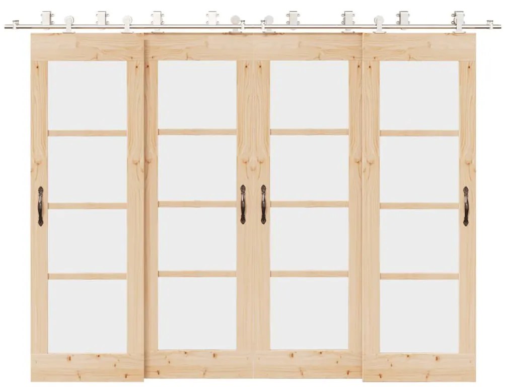 Kit Binari Porta Scorrevole 366 Cm Acciaio Inossidabile Argento /