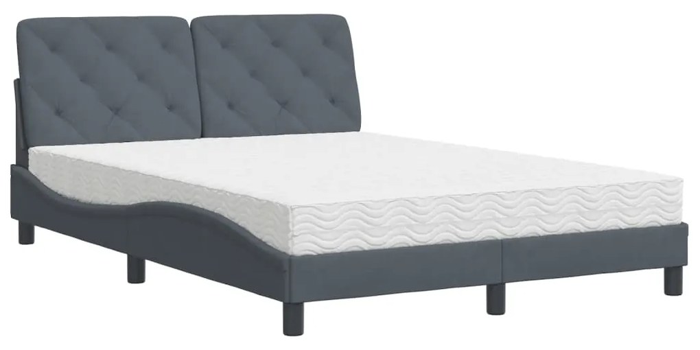 Letto con materasso grigio scuro 120x200 cm in velluto