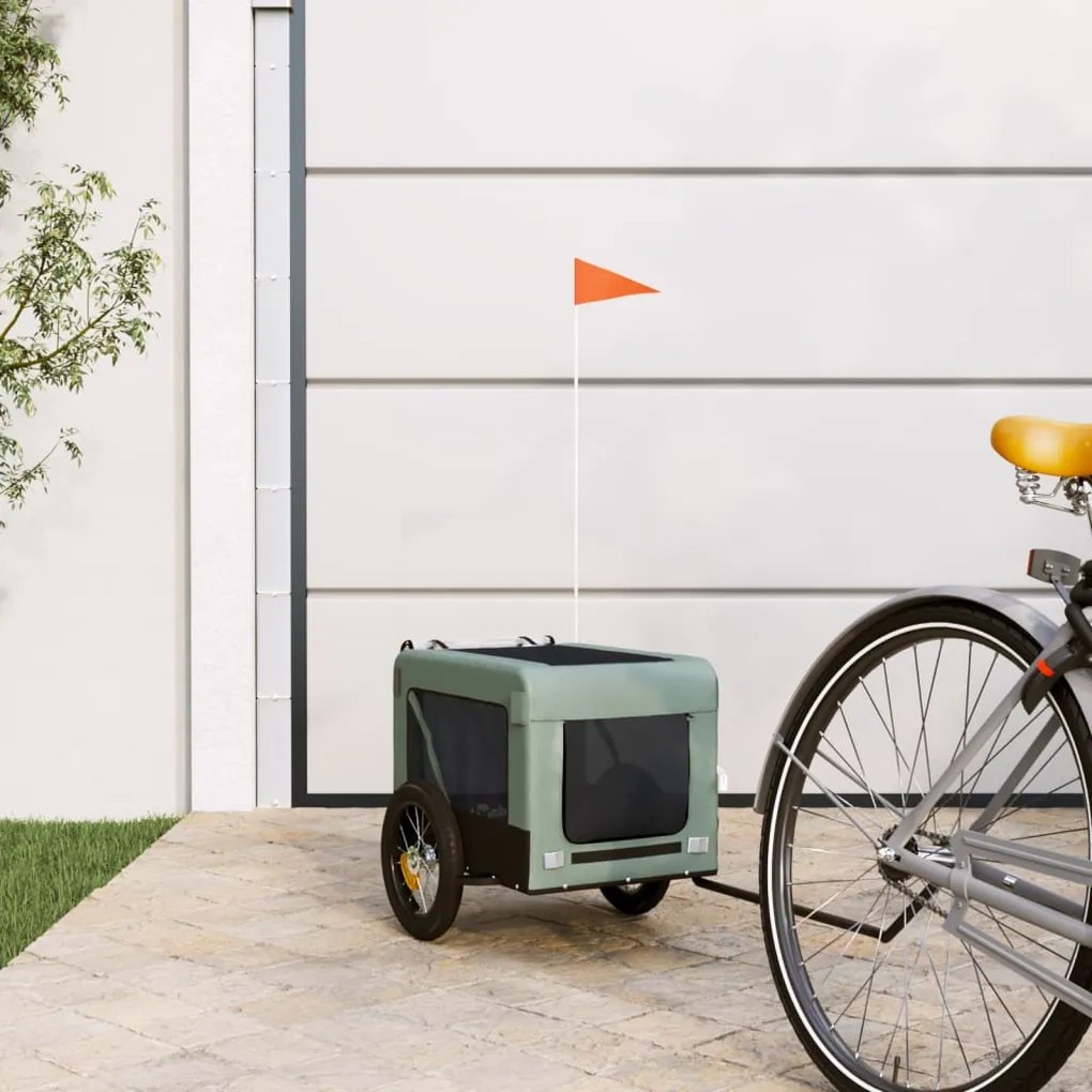 Rimorchio Da Bici Per Animali Grigio E Nero Oxford E Ferro /