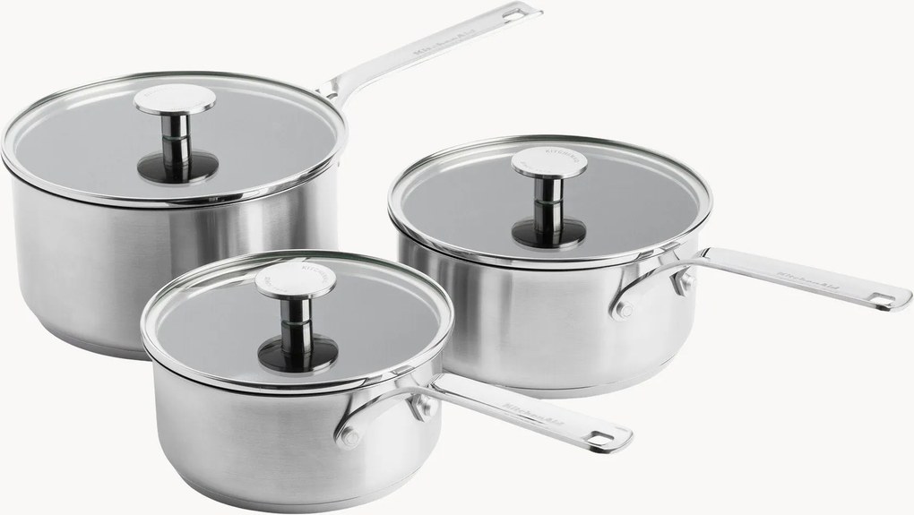Batteria di pentole in acciaio inossidabile con coperchi Classic, set da 6