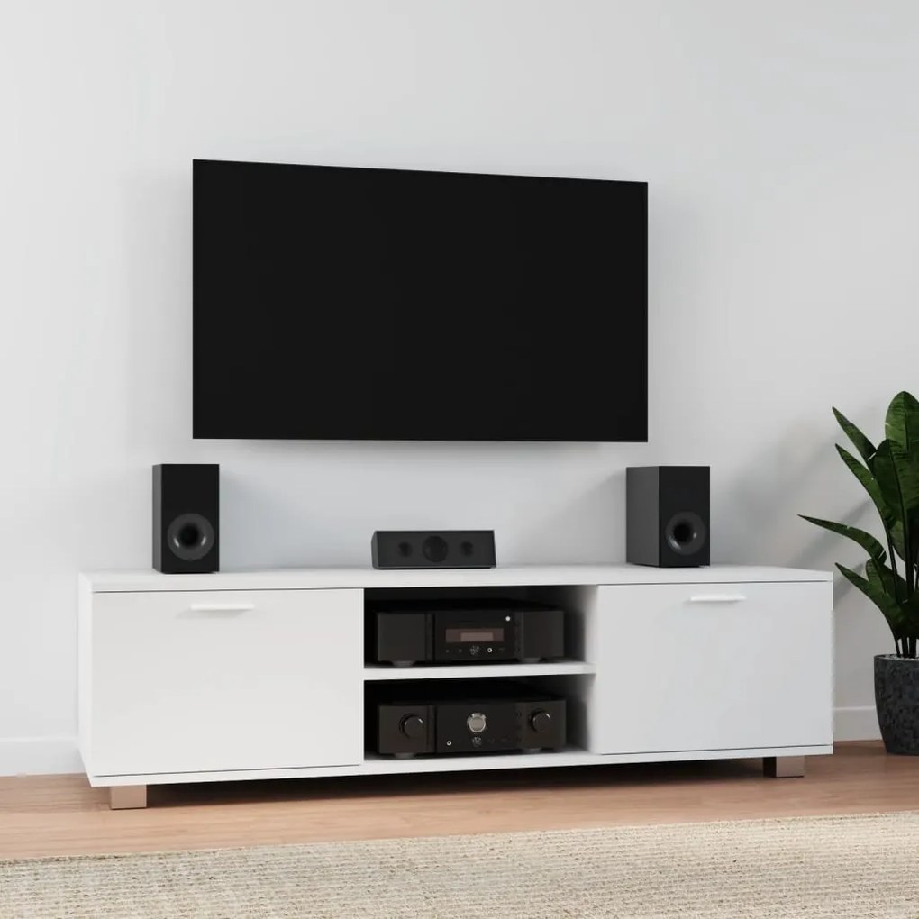 Mobile Porta Tv Bianco 140x40,5x35 Cm İn Legno Multistrato /