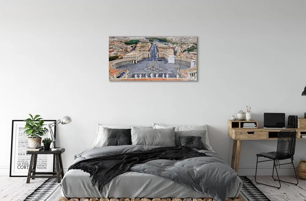 Quadro di vetro Panorama di piazza del vaticano a roma 100x50 cm