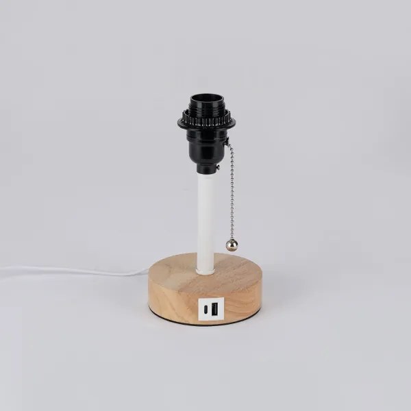 Brilagi - Lampada da tavolo con porta USB TABLON 1xE27/25W/230V rovere/bianco/beige
