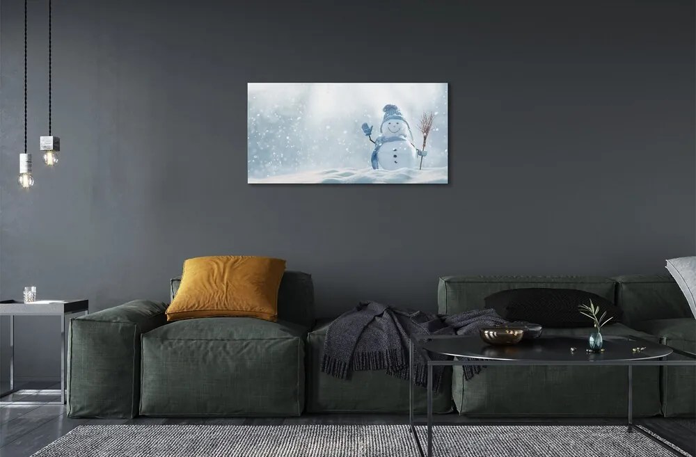 Quadro su vetro Pupazzo di neve 100x50 cm 2 appendini