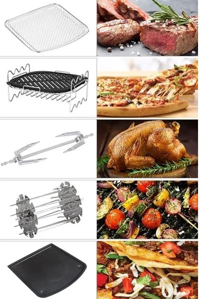 TESLA Electronics AirCook - Friggitrice digitale multifunzionale ad aria calda 11 l 2000W/230V