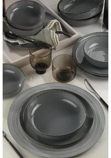 Set da tavola 12 pezzi grigio/porcellana