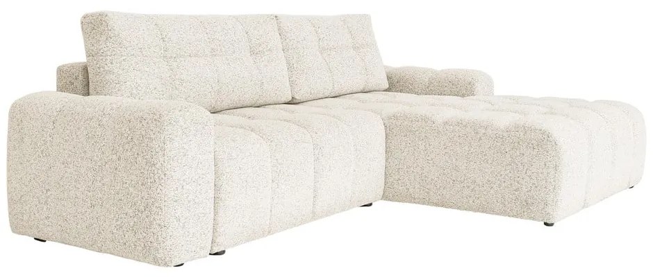 Divano angolare componibile color crema allungabile/con contenitore (con penisola a destra) Lulu – Miuform