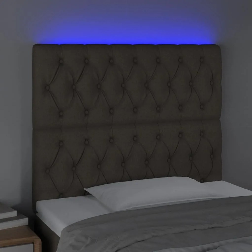 Testiera a led tortora 90x7x118/128cm in tessuto